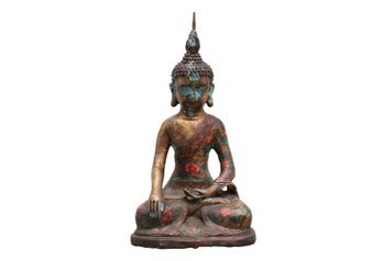 Antique Cloisonne Bronze Seated Buddha Statue $1575