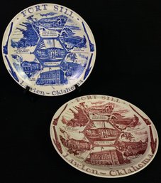 Vintage Oklahoma Designed Souvenir Plate Pair