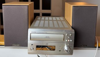 Denon Three Disc Changer And Two Motion Speakers