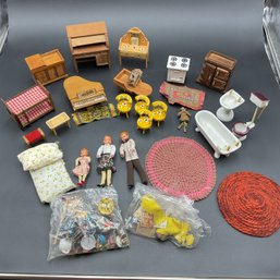 Vintage Doll House Furniture And Dolls