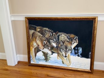 A Gorgeous Wolf Pack Original Oil Painting