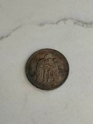 1876 French 5 Francs 'Hercule' Silver Coin #8