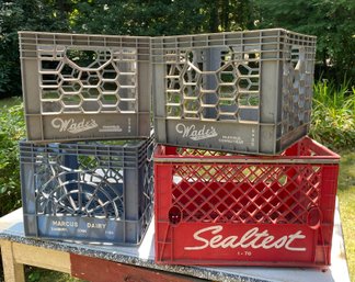 Four Vintage Dairy Milk Crates