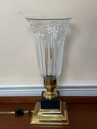 Waterford Crystal Pompeii Electric Brass Hurricane Lamp With Marble Base