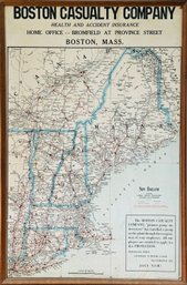 Vintage Boston Casualty Company New England Map