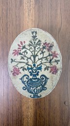 16th Century Spanish Brocatelle Motif Mounted On Modern Oval Wooden Box