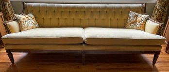 French Provincial Brocade Tufted Sofa With Wood Frame