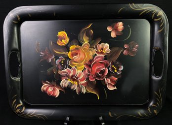 Floral Painted 17.5 Inch Tray