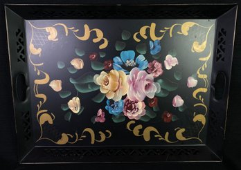 Floral Painted 21.5 Inch Tray