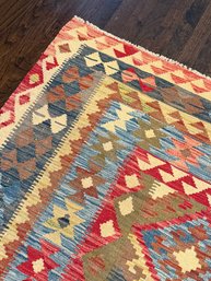 Vintage Afghan Kilim Area Rug-  5'7' X 8'5'