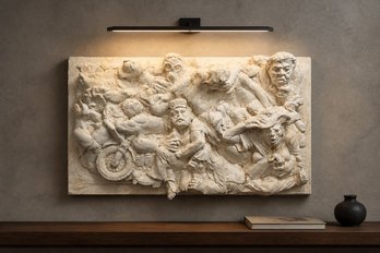 A. Goldstein Signed 1983 High-Relief Figural Wall Sculpture  Contemporary Narrative Plaster Resin Plaque
