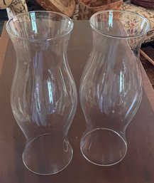 Pair Of Glass Hurricane Candle Lamp - 15 3/4' High