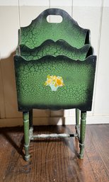 Vintage Wood Crackle Finish Magazine Rack