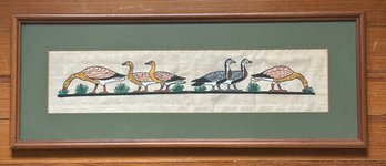Egyptian Papyrus Painting Depicting The Famous 'Meidum Geese' Scene.