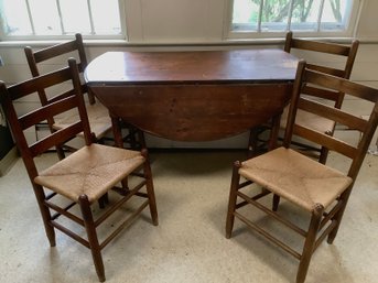 Early Drop Leaf Table And 4 Charis