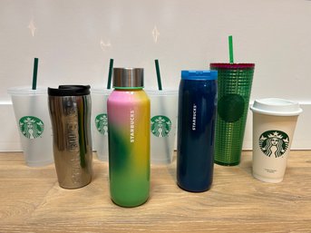 Eight Starbucks Drink Containers