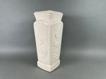 Signed MJH Floral Ceramic Vase, 1975