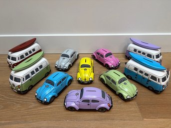 Ten Hand Made Ceramic Volkswagen Van Banks