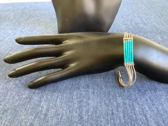 Turquoise And Sterling Multi Strand Bracelet