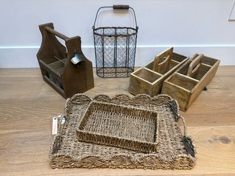 Wood, Woven And Wire Caddies And Baskets
