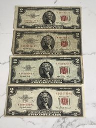 1953 United States Two Dollar Bills Lot Of 4 #45
