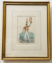 Vintage Hand Colored Engraving In Gilt Frame