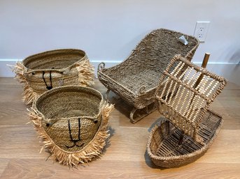 Lions, Sailboat And Sleigh Baskets