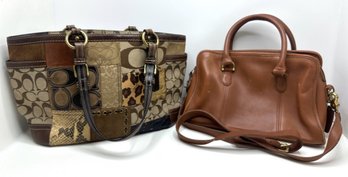 2 Vintage Coach Leather Bags: Y2K Signature Patchwork Tote & Beaumont Satchel