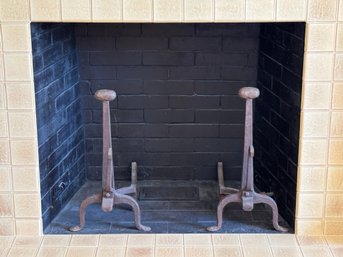 Pair Arts & Crafts Hand Forged Artisan Andirons