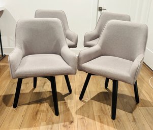 Set Of 4 Grey Flannel Swivel Dining Chairs