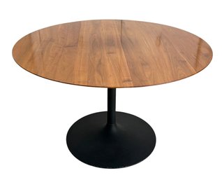 48' Round Wood Dining Table - Black Tulip Base - Saarinen Style