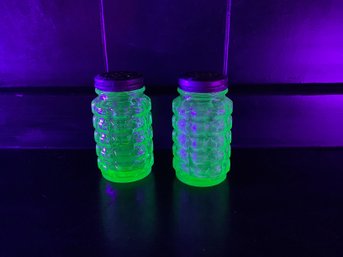 Vintage Uranium Glass Salt & Pepper Shakers