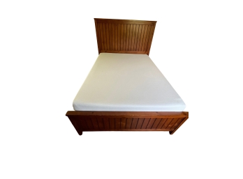 Pottery Barn Wooden Mission Style Full Sized Bedframe  & Mattress