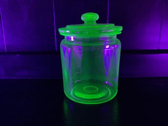 Vintage Uranium Glass Apothecary Jar