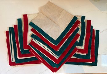 Sixteen Velvet Edged Linen Napkins