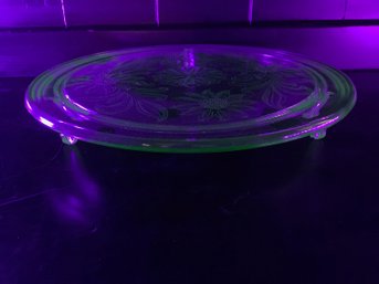 Vintage Uranium Glass Cake Plate
