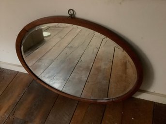 Vintage Round  Mirror With Brass Loop