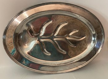 Large Oval Footed Silver Plate Serving Platter