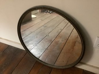 Vintage Round Black With Gold Leaf Mirror