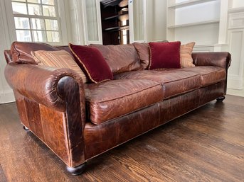 A Restoration Hardware Lancaster Leather Sofa - 96 Inches - 1 Of 2