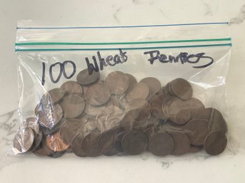 100 Wheat Pennies Lot #105