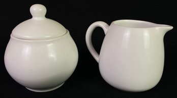 White Ceramic Cream And Sugar Dish Pair