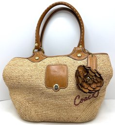 Vintage Coach Bleecker Straw Tote (F13373)