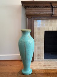 Stunning Fulper Tall Floor Vase In Turquoise Crystalline Glaze