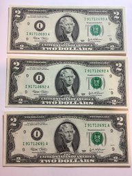 Uncirculated $2 Bills Currency Lot #7