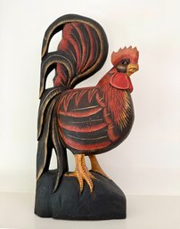 Large Wooden Carved & Painted Rooster
