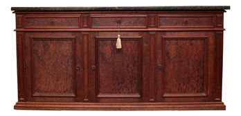 Antique Mahogany Marble Top Sideboard Server, Federal Revival C.1910