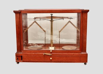 Antique Christian Becker Chainomatic Analytical Balance Glass Case C.18901910