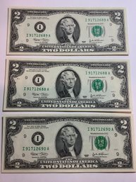 Uncirculated $2 Bills Currency Lot #16
