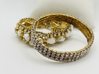 Stunning 1950s Vintage GT Rhinestone Bracelet Duo - GT1